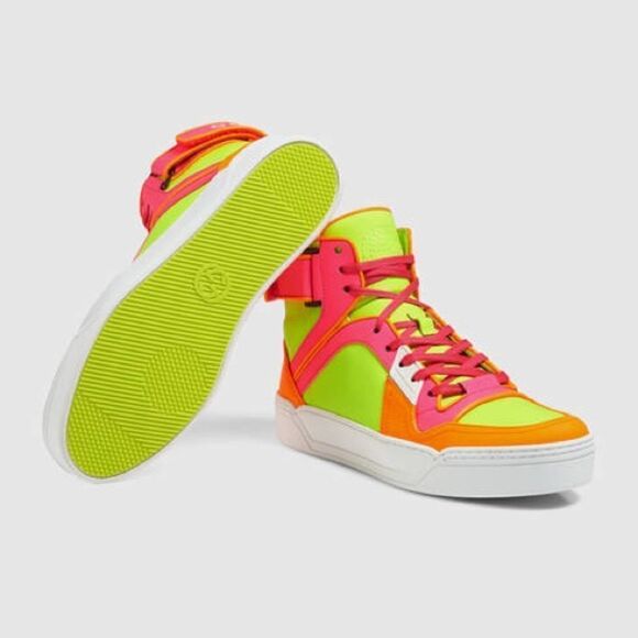 Gucci Wmns Signature High Top 'Fluo Matt' Sneakers - Picture 1 of 15